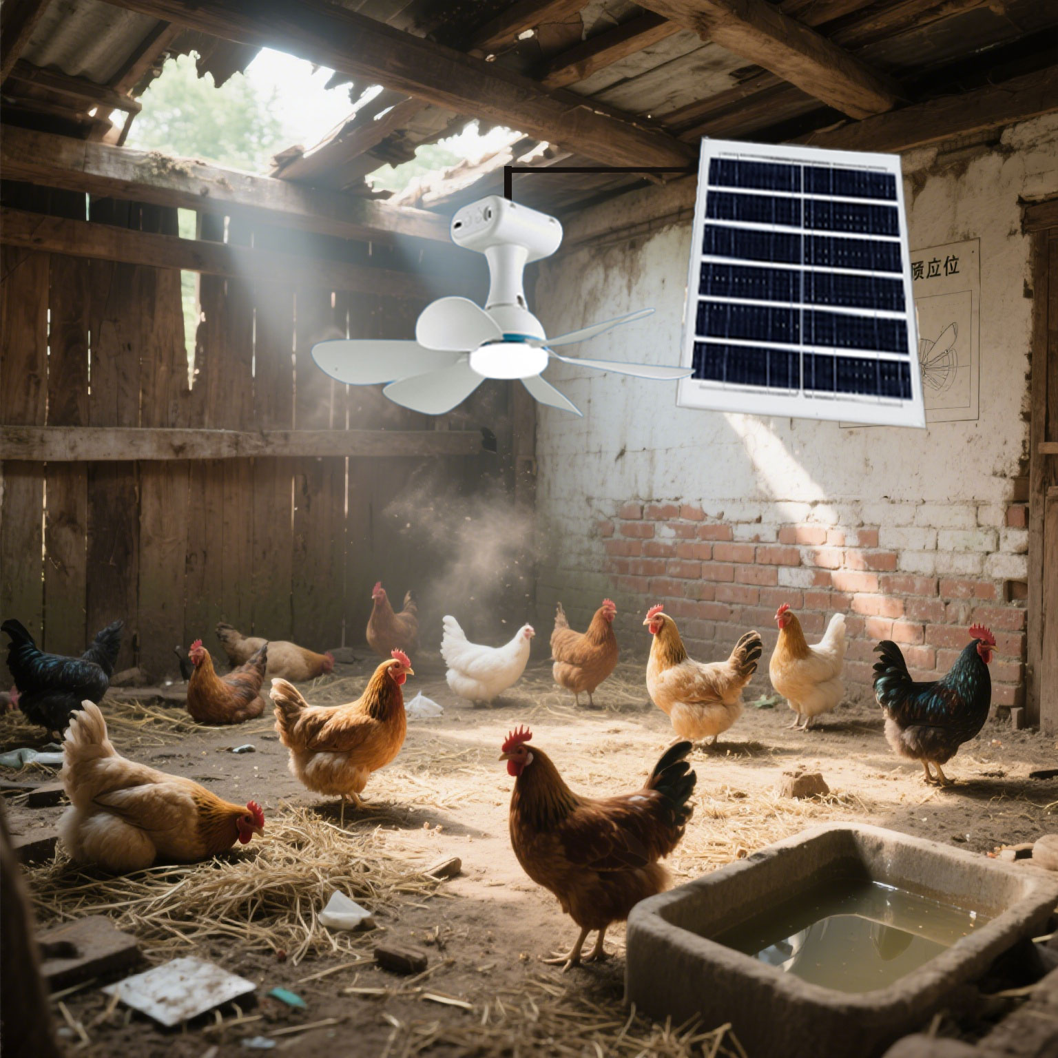 {可打統編 保固一年}太陽能風扇燈牲畜棚專用養殖場降溫防水多檔風速豬牛羊狗雞吊扇 3