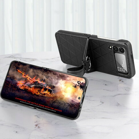 適用於三星Z Flip 5 5G手機皮套 ZFlip 4 Flip 3 折疊機皮套 菱形格皮紋 指環帶支架【APP下單享6%回饋】 2