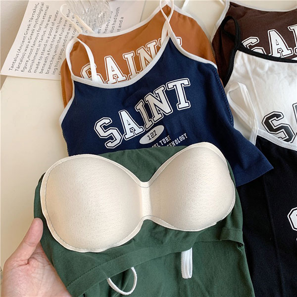 ANNAS 韓國 有罩杯 短版背心 細肩帶 罩杯 胸墊 免穿內衣 棉質 性感 露肚 休閒運動 辣妹跳舞 顯瘦 大胸 特價 8