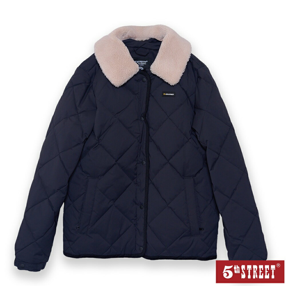 女裝 羽絨外套 格紋 黑色 (510603) 【5th STREET】【APP下單享4%回饋】治裝激推 聖誕禮物券 最高折700