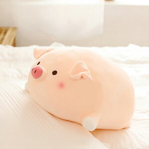 小豬抱枕 粉色趴趴豬公仔 超軟萌毛絨玩具 床上枕頭【不二雜貨】