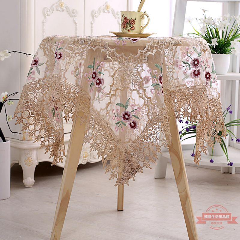 歐式紗桌布刺繡家用多用蓋巾簡約方形長方形餐桌布藝蕾絲茶幾布