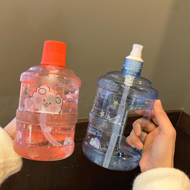 奶茶桶裝網紅水桶杯網紅杯便攜簡約款水杯少女杯子大容量創意塑膠
