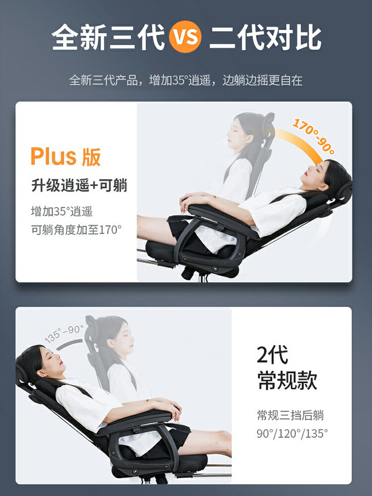 電腦椅子家用人體工學電競椅宿舍午睡兩用椅可躺辦公座椅舒適久坐-樂購