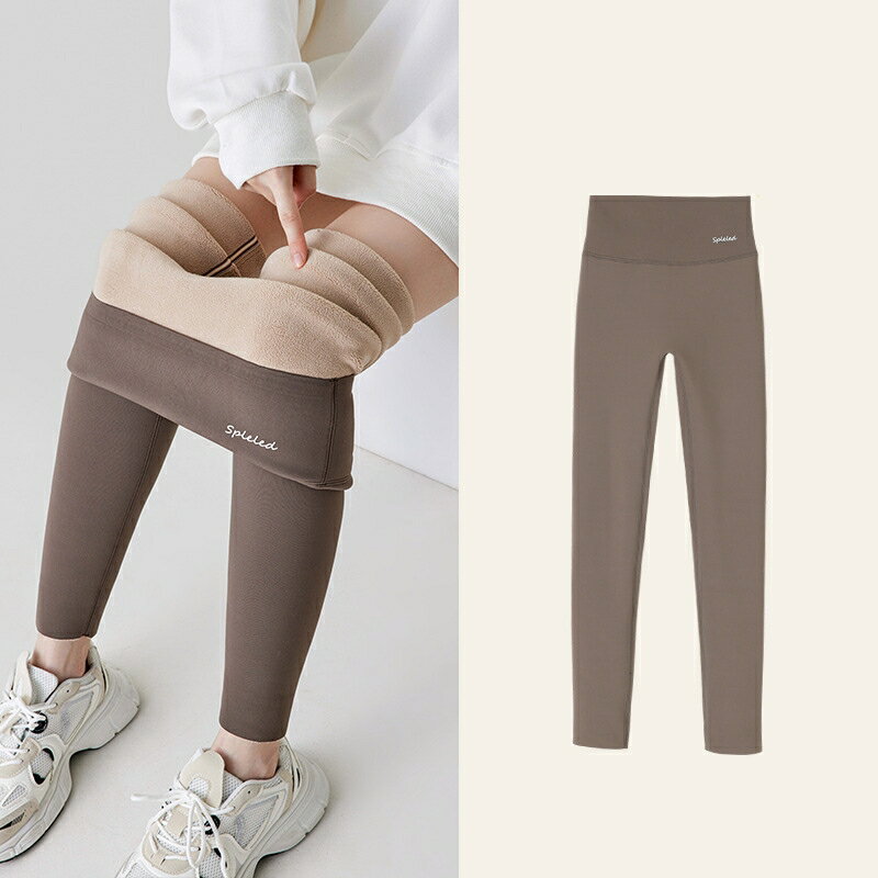 【巴黎精品】現貨+預購 鯊魚褲休閒長褲-鋪絨高腰保暖彈力女褲子3色a1hk2