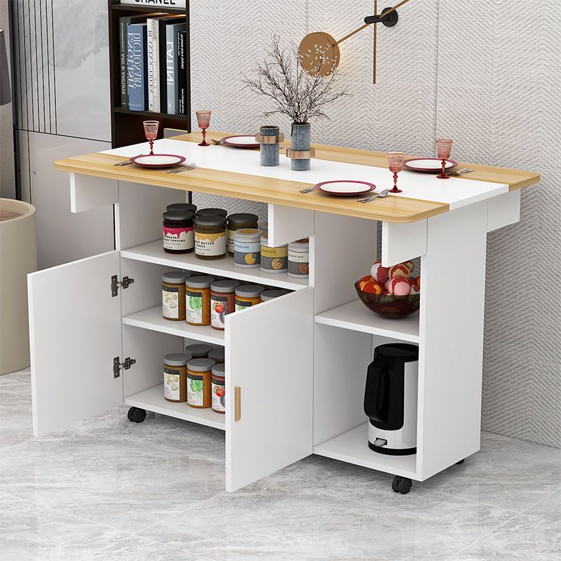折疊餐桌家用小戶型廚房儲物餐邊柜碗柜多功能可移動長方形吃飯桌