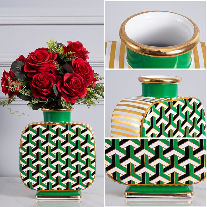 蝶陶花瓶美式輕奢風花器凡爾賽迷宮藝術設計師樣板間擺件玄關餐桌 3