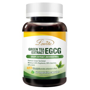 Lovita愛維他 綠茶兒茶素EGCG白藜蘆醇素食膠囊 60顆(兒茶素 綠茶多酚)