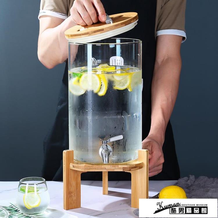 【樂天好物】冷水壺帶龍頭 帶龍頭涼水壺大容量冷水壺家用耐高溫玻璃可樂桶檸檬茶飲料果汁桶