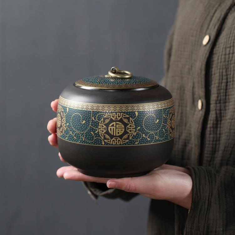 百貝 茶葉包裝禮盒 陶瓷密封罐通用半斤紅茶綠茶普洱茶布包茶葉罐「限時特惠」