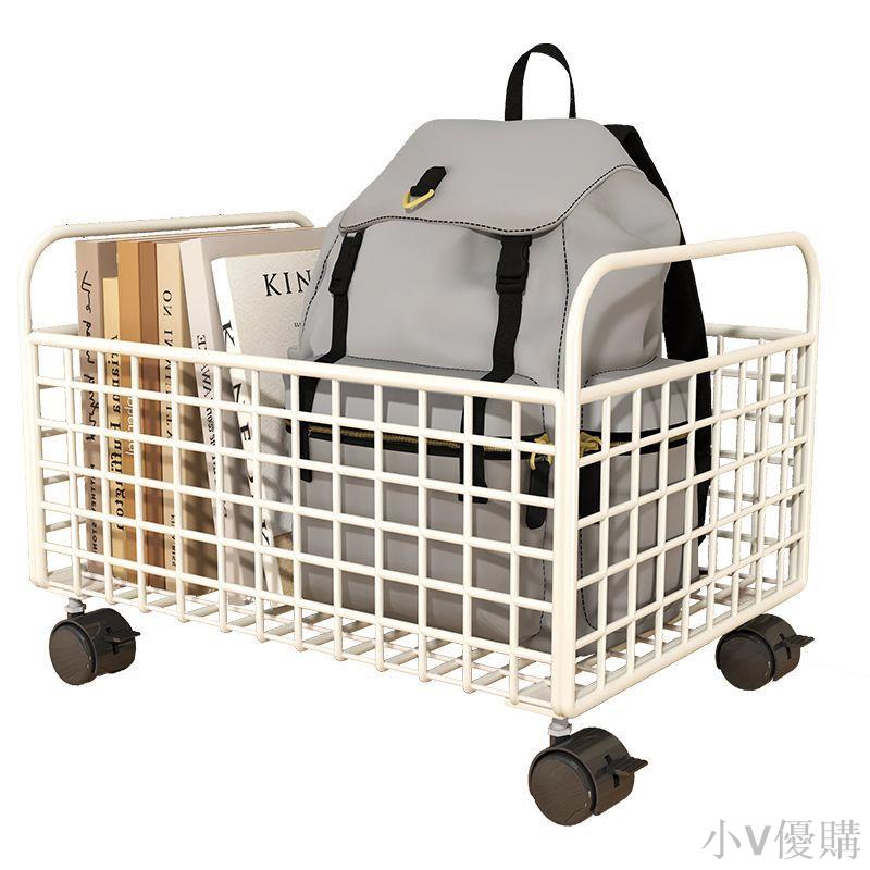 小V 家用多層桌下放包收納架書架書包置物架可移動小推車書本收納神器