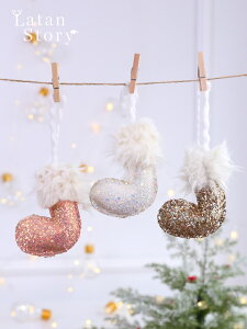 網紅創意絨毛小靴子掛件擺件圣誕樹裝飾配件掛飾場景布置裝扮道具