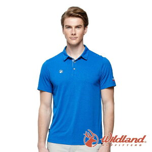 【wildland 荒野】男 POLARTEC雙色抗UV排汗短袖POLO衫『閃電藍』P1616