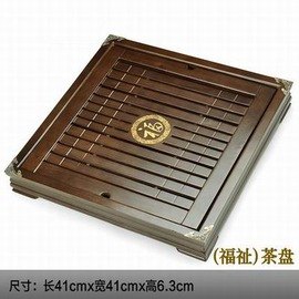 【功夫茶盤-福祉-柯木-41*41*6.3cm-1套/組】原木實木茶臺茶具茶盤功夫茶海抽屜式排水茶池-7501015