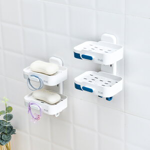 雙層肥皂盒吸盤壁掛式肥皂置物架衛生間免打孔家用創意瀝水香皂盒