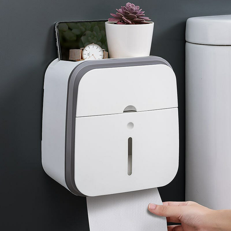 衛生間紙巾盒廁所衛生紙置物架壁掛式抽紙盒免打孔創意防水紙巾架