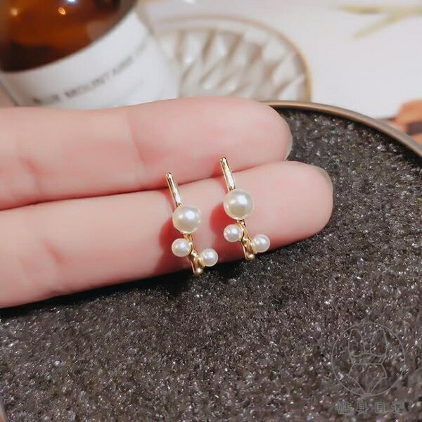 簡約珍珠耳釘潮小巧韓國耳環女氣質純銀高級感耳飾【倪醬小鋪】