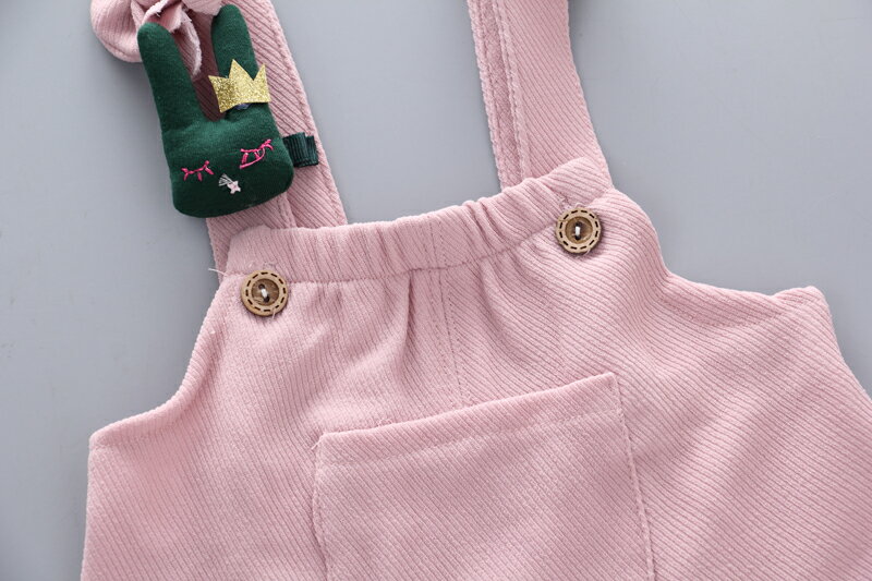 女童夏裝套裝2018新款童裝洋氣韓版短袖T恤公主背帶褲兩件套1-3歲 9