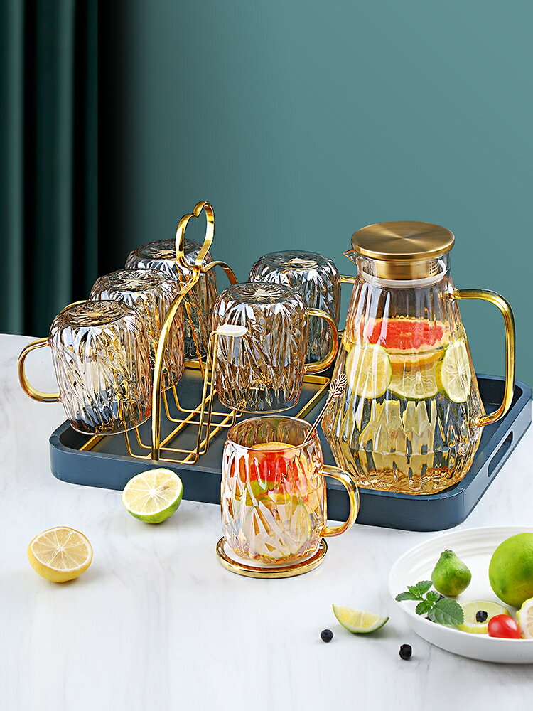 北歐冷水壺玻璃大容量家用耐高溫涼白開水杯泡茶水壺套裝果汁扎壺