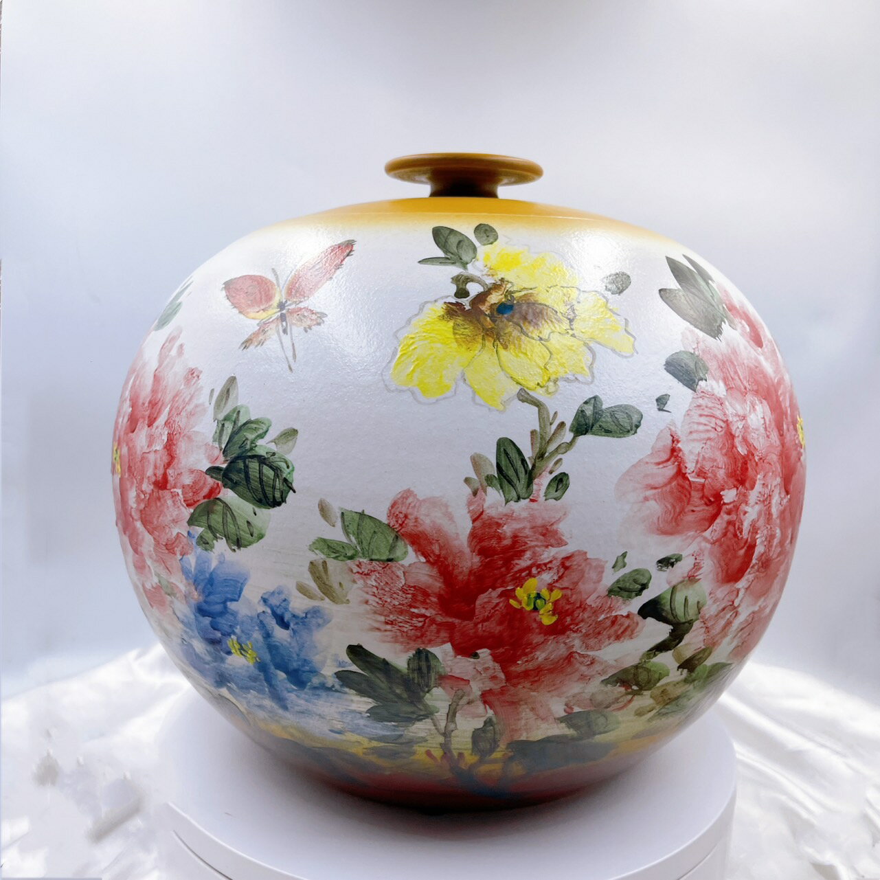 開運精選 💯鶯歌陶瓷 手工製作 有蓋特大圓甕  (富貴有餘) 手工彩繪聚寶甕 茶倉 系列 🇹🇼 台灣MIT現貨 1