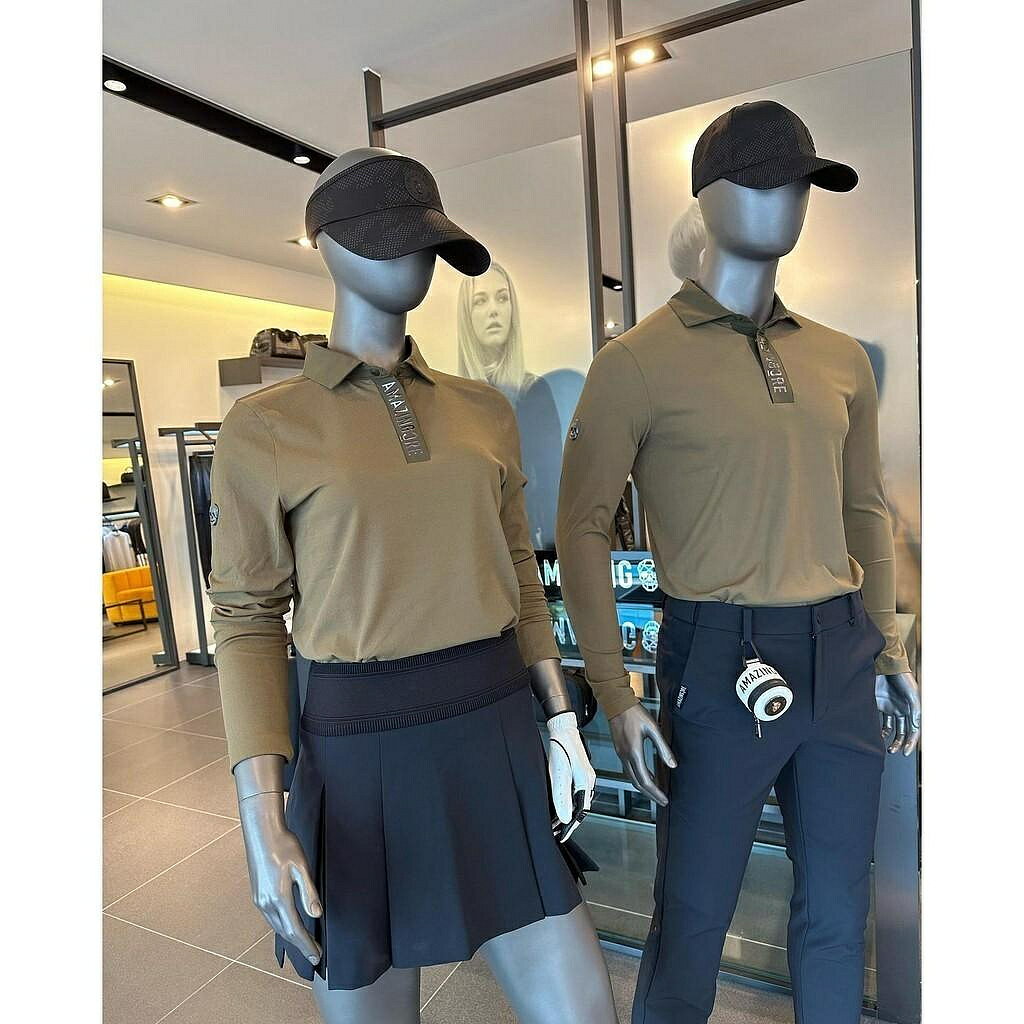 【高爾夫男裝】原單高品質24新款高爾夫服裝男女款後背彈力提花長袖golf上衣長袖 優選