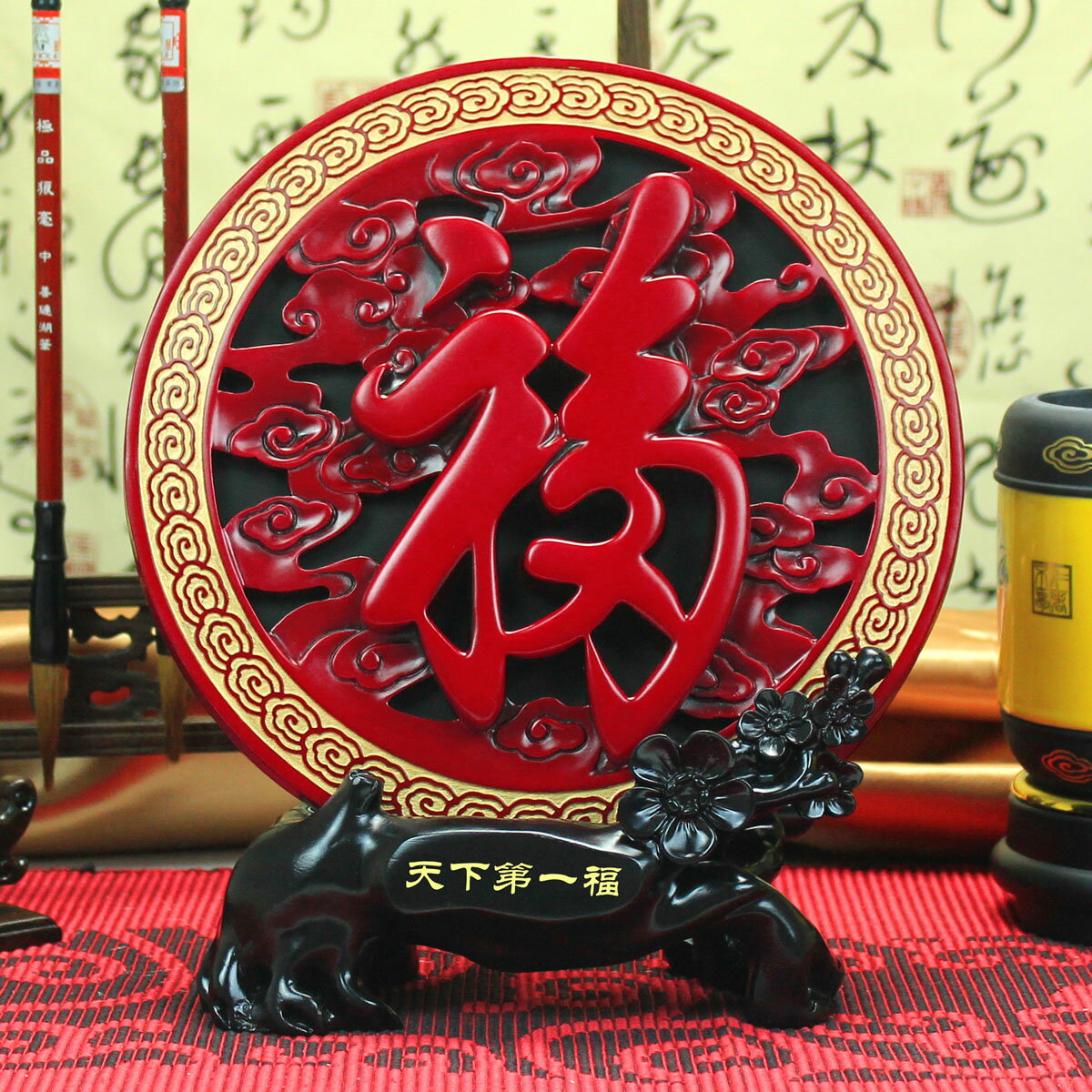 福字炭雕工藝品酒柜電視柜客廳小擺件玄關臥室房間裝飾品喬遷禮物 3