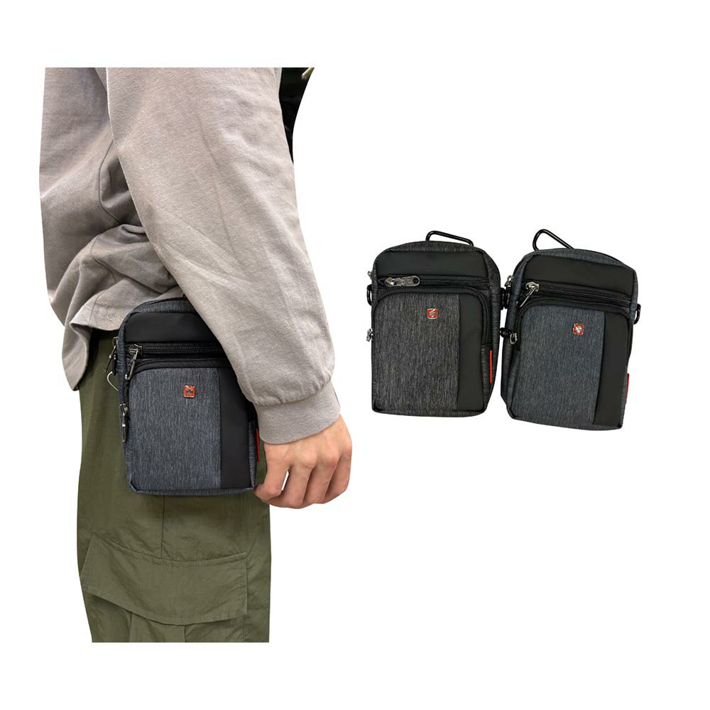 ~雪黛屋~SPYWALK 腰掛包小容量5.5手機主袋+外袋共三層穿皮帶固定SW1089