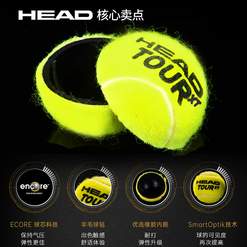 海德HEAD XT TOUR 比賽網球 黃金球3個裝中網協比賽專業用球 2