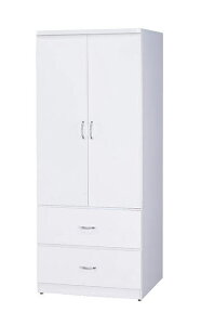 【尚品傢俱】GF-R10 百合 白色2.5尺開門雙抽衣櫃