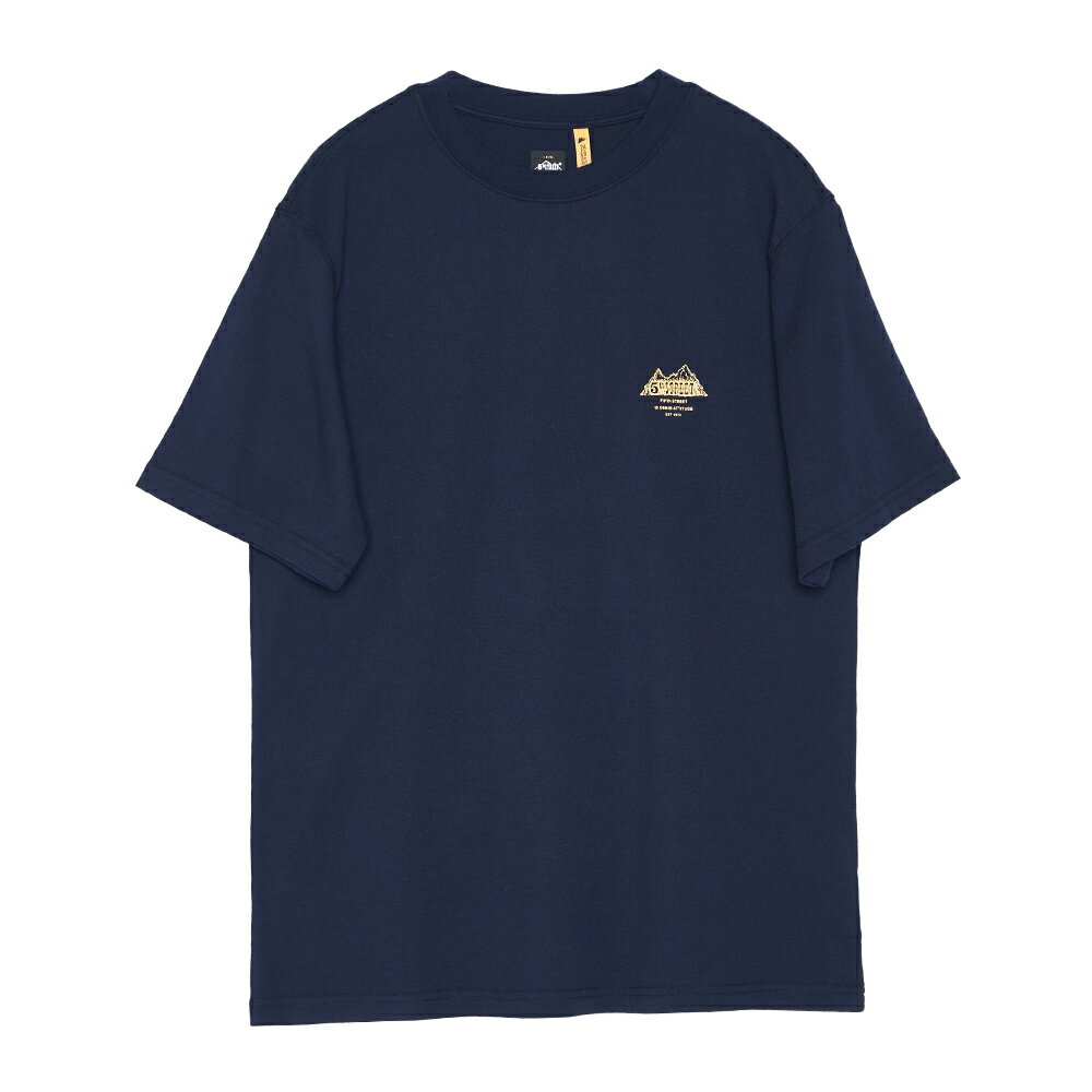 男線條山形小LOGO印花短袖T恤-丈青【5th STREET】【APP下單享4%點數】 ★春夏新品 ★嚴選人氣必買 4