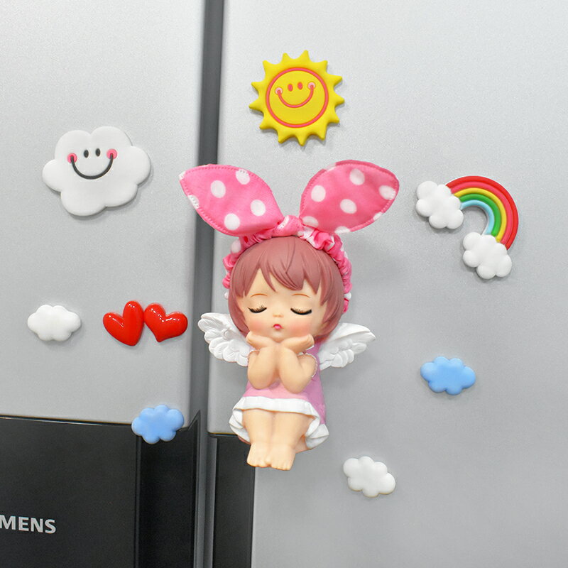 INS治愈系寶貝安妮可愛立體3D磁鐵天使少女心裝飾娃娃冰箱貼磁貼