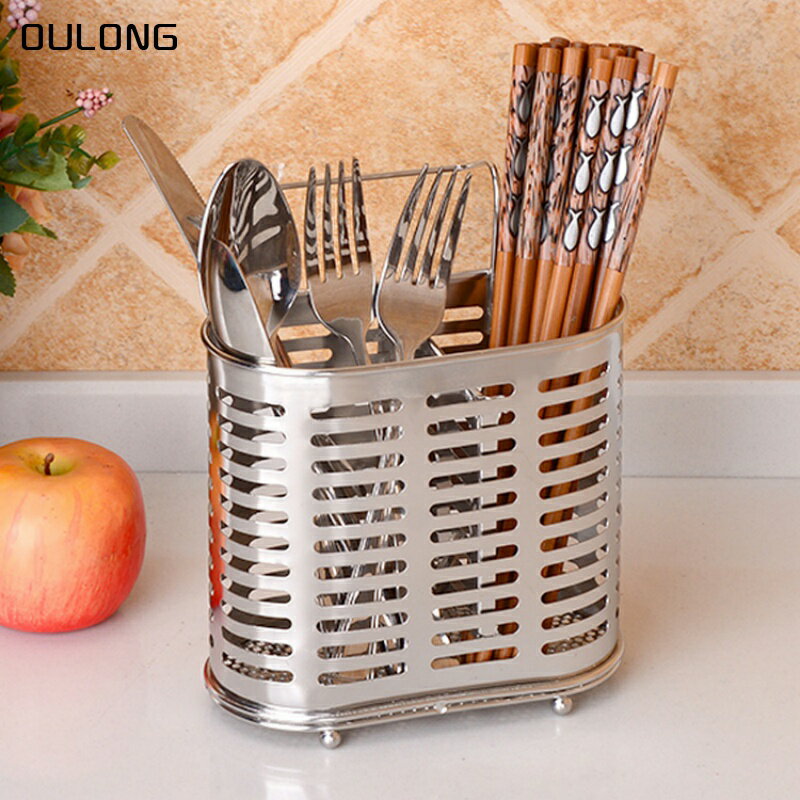 304不銹鋼筷子筒家用筷子桶廚房掛式創意勺子收納盒筷子籠瀝水架