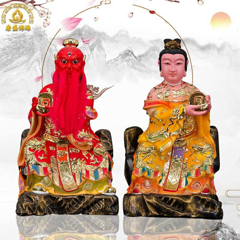 太陰太陽神像日月星君樹脂敦煌彩化煞風水擺件太陽星君太陰娘娘