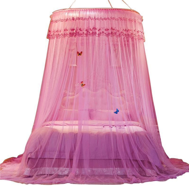南極人吊頂圓頂公主風蚊帳家用免安裝2.0米床1.5m1.8雙人吸頂紋賬