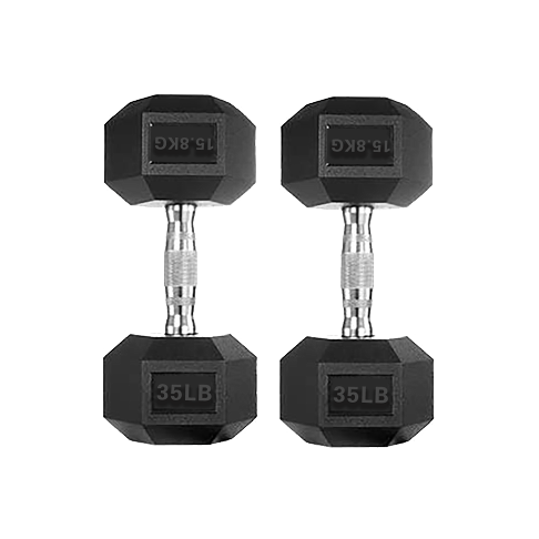 商用六角包膠啞鈴35LB 35磅 實重15.8KG(近16KG啞鈴)【Fitek健身網】 1