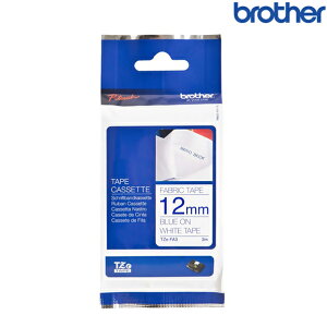 Brother兄弟 TZe-FA3 白布底藍字 標籤帶 燙印布質系列 (寬度12mm) 燙印標籤 色帶
