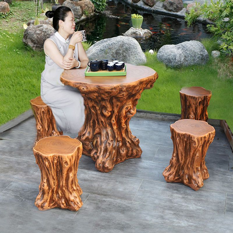 仿木庭院桌椅戶外 露天臺 花園 農村院子裡休閑小圓桌凳整裝防水防曬