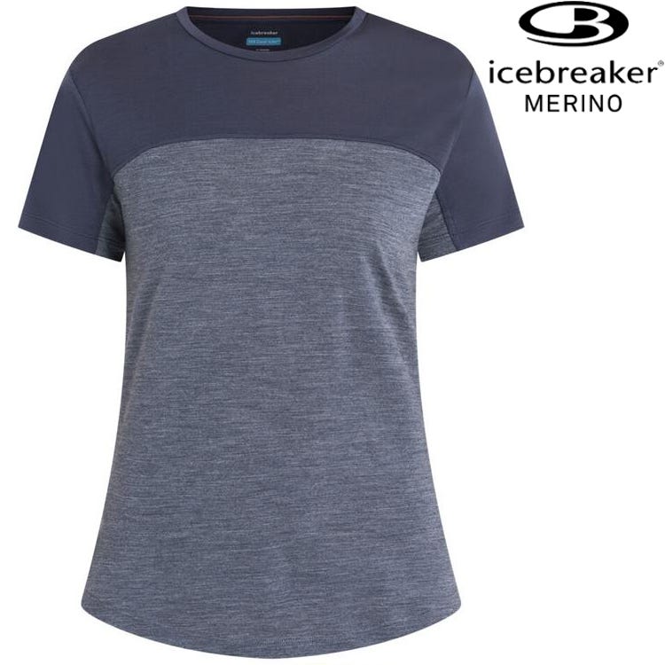 Icebreaker Sphere III Cool-Lite 女款 美麗諾羊毛排汗衣/圓領短袖上衣 色塊拼接-125 0A56XY 00N 鐵灰/藍灰