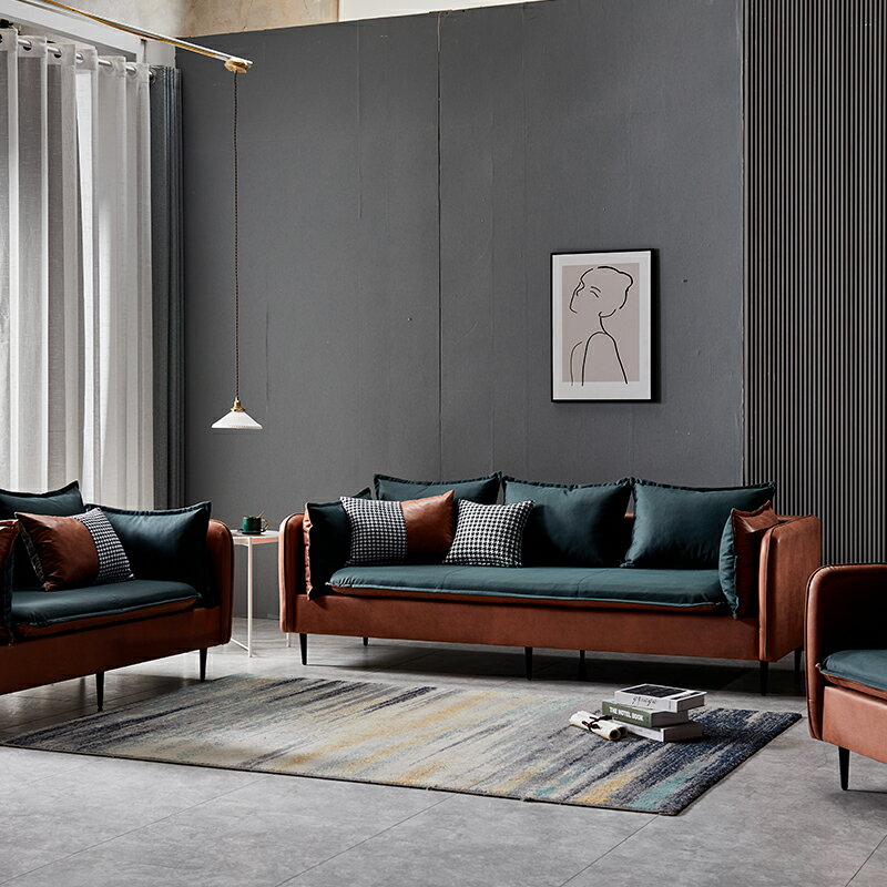 意式輕奢沙發現代極簡約乳膠科技布藝沙發免洗小戶型客廳北歐組合