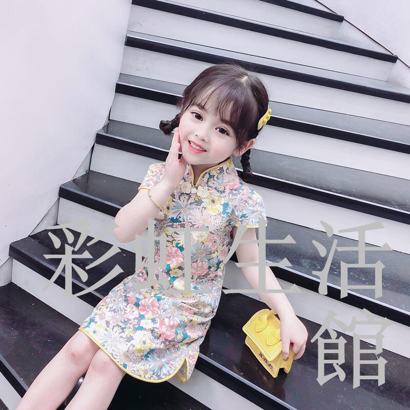 旗袍女童夏季裙子唐裝連衣裙中國風兒童古裝夏款公主裙小女孩裙子