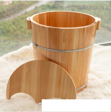家用香杉木實木保溫泡腳足浴桶帶按摩40厘米過小腿洗腳桶木盆