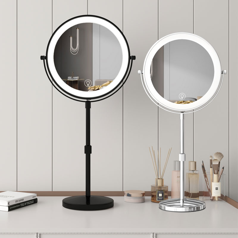 led帶燈可調節高低升降伸縮化妝鏡補日光鏡臺式桌面妝梳妝美妝鏡