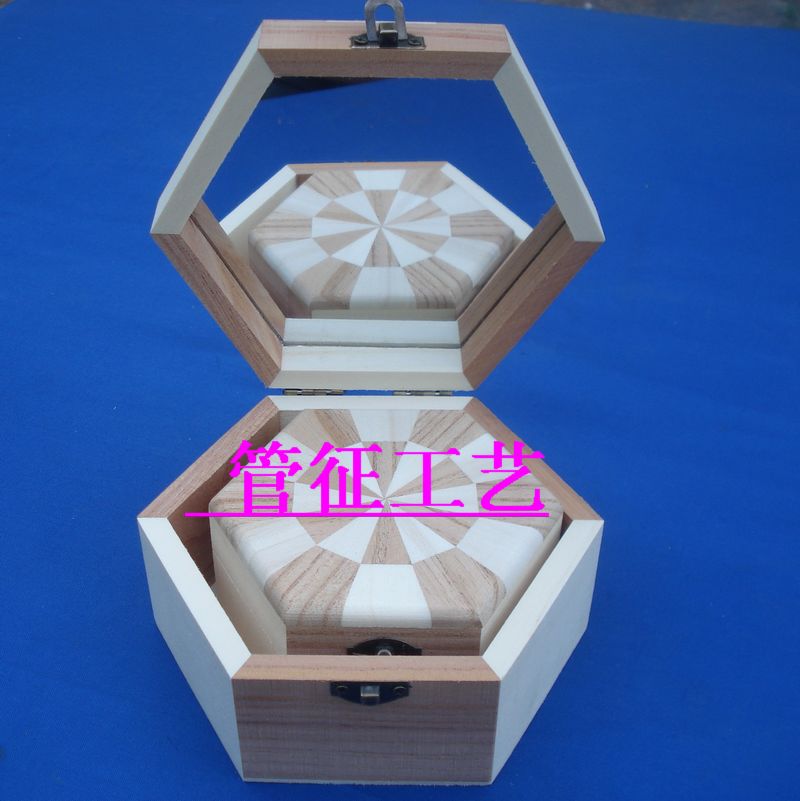 套二花木六角木盒木質禮品盒飾品盒包裝盒盒子 首飾盒木盒收納盒