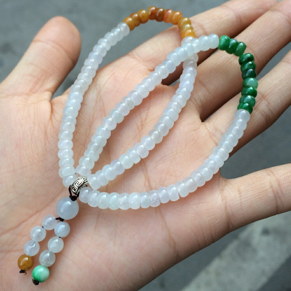 正品緬甸天然玉石A貨老坑冰糯種5mm算盤珠手串玉珠手鏈玉器項鏈