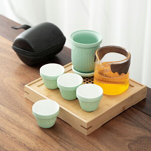 便攜旅行茶具套裝功夫茶具陶瓷茶壺茶杯泡茶器現代簡約純色快客杯