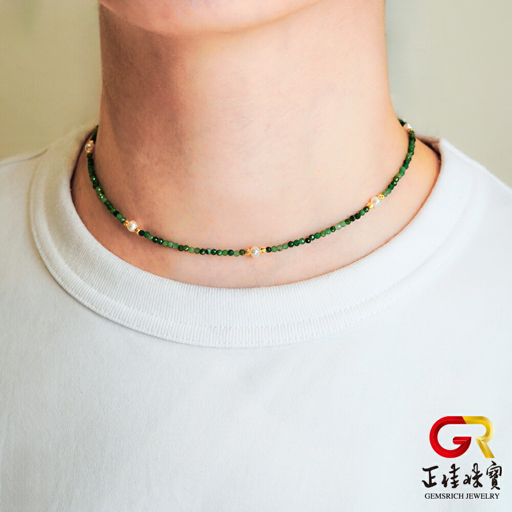 天然淡水珍珠 極細非洲玉 珍珠項鍊 珍珠手鍊 珍珠套組｜925銀 4