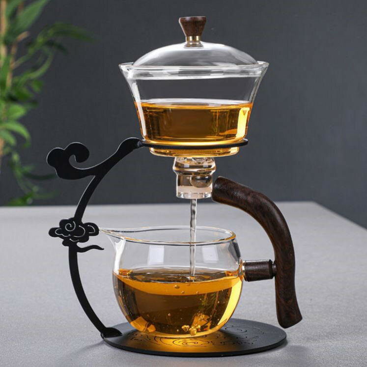 泡茶分離器創意半全自動懶人茶具套裝 功夫茶具耐熱玻璃宮燈茶壺