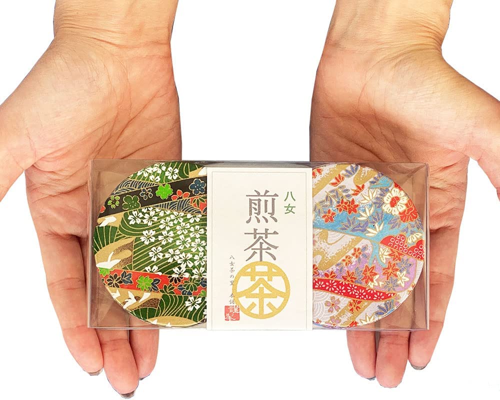 日本名廣茶荘煎茶禮盒八女茶煎茶傳統紙罐禮盒茶葉母親節送禮土產伴手禮