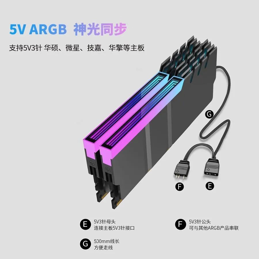 華顧 記憶體條散熱馬甲臺式機發光裝飾5V3針ARGB神光同步內存散熱器【北歐家居生活】
