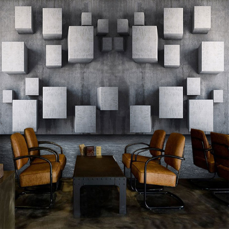 北歐客廳臥室幾何墻紙抽象簡約現代電視背景墻壁紙工業風復古壁畫